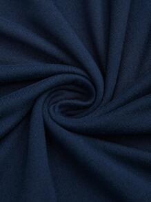 Sweetra 大码女式优雅不对称领纯色迷你连衣裙，适合通勤 - 藏蓝色 - 查看 7