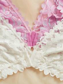 2pcs Lace Front Closure Wireless Bra Set For Women - Multicolor - View 3
