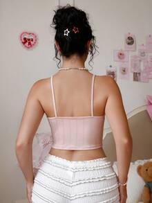 PetitDoll 舒适可爱的纹理面料蝴蝶结装饰吊带背心