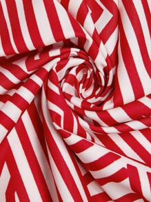 Zelara Blusa casual de talla grande para mujer con cuello en V, mangas raglán y patrón geométrico de bloques de color, blusas de trabajo de talla grande, blusas de trabajo para mujer de talla grande - Rojo y blanco - Ver 6