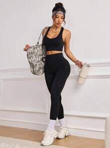 Slayform Slayform 4PCS Women's Solid Color Camisole And Leggings Sports Suit - Multicolor - View 3