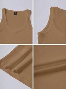 Zavorell Sexy Knit Camisole Crop Top Ribbed Tank Top Brown Bodysuit Brown Top Brown Body Suit Tan Top - Khaki - View 5