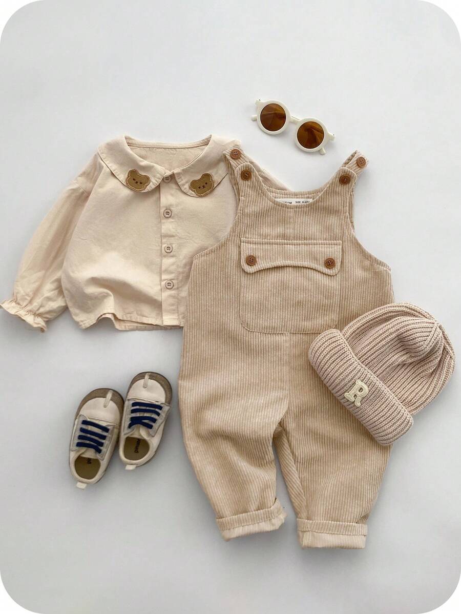 SHEIN Petos informales de estilo deportivo con ajuste holgado, hombros caídos y bolsillos grandes, adecuados para niños y niñas, para uso en otoño/invierno, interior y exterior