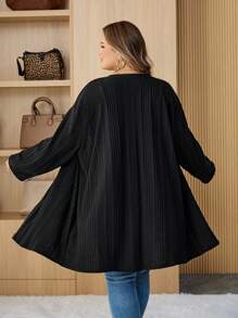 SHEIN CURVE+ Quần áo Curve Plus Size/Mùa thu/Mùa thu dành cho nữ/Mùa đông Áo khoác dệt kim gân đen cỡ lớn, Trang phục ngày lễ, Mùa thu/Đông Áo khoác cardigan cỡ lớn dành cho nữ 8xl Áo khoác ngoài cỡ lớn dành cho nữ 6xl Quần áo cỡ lớn dành cho nữ Quần áo Curvy Plus Quần áo mùa thu dành cho nữ, Mùa đông, CURVE PLUS/Mùa thu/Mùa đông - màu đen - Xem 2