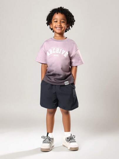 SUMWON 设计工作室档案儿童T恤渐变效果渐变短袖休闲夏季街头服饰全球版青年上衣