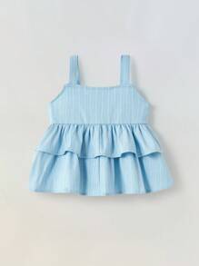 Maija Kids Maija Kids 2pcs/Set Striped Fabric Young Girl Tank Top & Wide Leg Pants - Blue - View 5