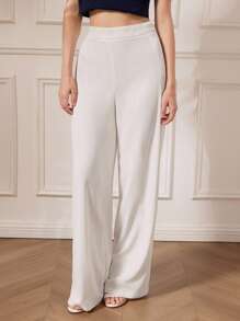 Briarwyn Elegant Off-White Women Pants For Autumn,Single-Breasted Button-Down Side Opening Woven Straight Leg,Business Casual Office Work,Old Money Clothes - Apricot - View 7