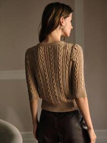 MOTF PREMIUM RHINESTONE SLIM FIT KNIT TOP KNIT PULLOVER FALL WINTER - Khaki - View 3