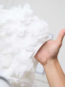 EMERY ROSE 大码无袖圆领手工3D立体花卉连衣裙，适合女性，秋季大码服装，适合曲线身材的婚礼宾客，仙女连衣裙，商务休闲女装，优雅女装，全白派对礼服，时尚日常穿着，秋季女装，派对礼服，白色民事婚礼礼服，别致秋季套装。 - 白色 - 查看 8