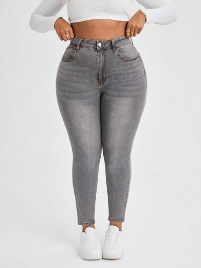 SHEIN SXY Women's Casual Washed Slim Fit Jeans