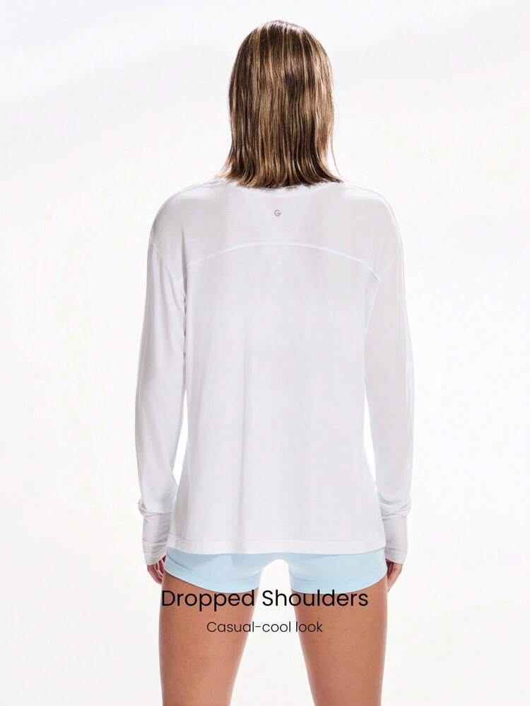 Modal Make Moves Relaxed Sports Oversized Long Sleeve Tee Daily Casual Summer Compression Shirt