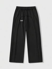 ROMWE MEN Casual Herren Jogginghose mit elastischem Bund, Kordelzug und gerade geschnittenem, weitem Bein