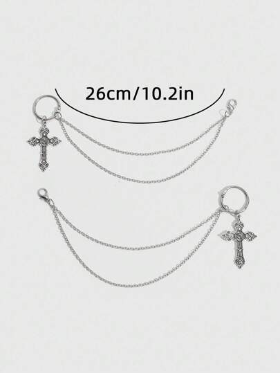 Goth 2 pièces Chaînes de chaussures croix gothiques, décoration de chaussures pour Halloween