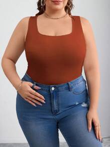 SHEIN CURVE+ Curves 大码/学校服装/返校服装/返校 3 件套大码女式修身吊带背心，百搭款式，用途广泛