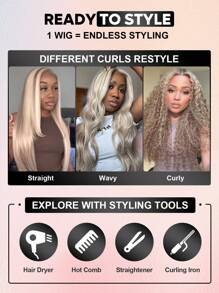 ALL READY WIG Blonde Highlights P10/613 Upgraded 13x6 Lace Front Human Hair Body Wave Pre-Cut Ear-To-Ear Lace Easy Wear Glueless 18-26 Inch Colored Human Hair Wigs Festival Ready Summer Style Halloween Costumes - S10/613 - View 12