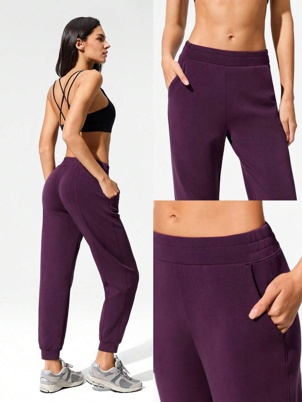 Modal Adjustable Drawstring Regular Fit Pocket Joggers Daily Lounge   Spring Summer