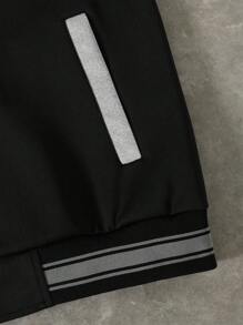 Manfinity EMRG 男士撞色长袖单排扣抽绳连帽休闲夹克 - 黑色 - 查看 4