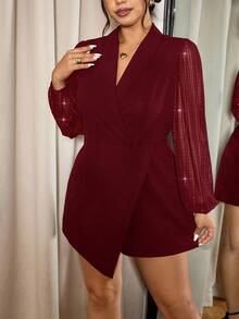 Elaquor 大码简约优雅浪漫西装领老款女式连体裤”适合情人节和派对季节穿着，展现简约优雅的风格。它时尚浪漫，是春季新品的完美选择，让女性在各种场合优雅地展现自己。 - 酒紅色 - 查看 4