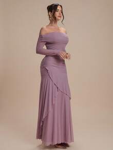 Modelyn Váy trễ vai xếp nếp lãng mạn thanh lịch thời trang dành cho nữ - Bụi hồng - Xem 7