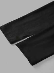 SHEIN EZwear 2 件黑色方领修身长袖休闲 T 恤套装，女士，秋冬 - 黑色 - 查看 8