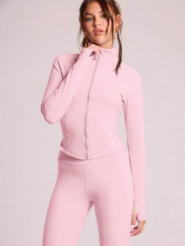 Musera Sport Chaqueta deportiva de manga larga con cremallera, cuello alto y ajustada, para pádel, tenis, pickleball, gimnasio y entrenamiento en otoño e invierno