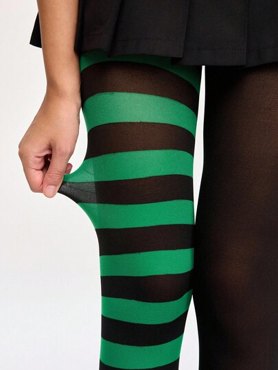 Grunge Punk 1 Pair Goth/Rock Style Striped & Solid Color Pantyhose