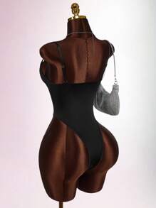 Amplova Solid Color Casual Fashionable Vacation Sexy Camisole Bodysuits For Women Mesh Bodysuit - Multicolor - View 5