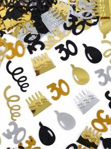 SHEIN 15g/袋黑金数字五彩纸屑装饰 18/30/40/50/60 岁生日快乐派对周年纪念桌面散落用品，圣诞节 - 彩色 - 查看 18