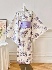 Irokai 花卉印花优雅时尚蝙蝠袖长袍 - 彩色 - 查看 1