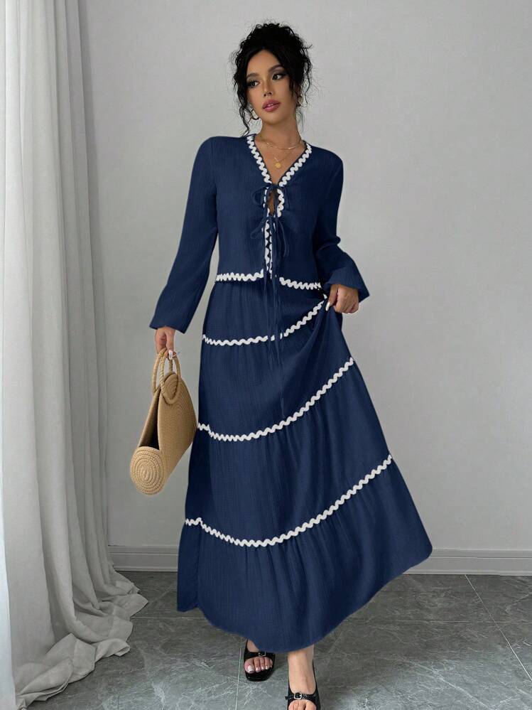 Rafferiza Women's French Elegant Lantern Sleeve Ruffle Trim