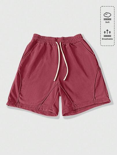 Street Life Men's Solid Color Loose Drawstring Waist Pocket Casual Shorts