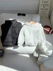 3 件套男婴/女婴休闲羊毛背心、灰色连帽衫和慢跑裤运动服，男女通用婴儿冬装 - 彩色 - 查看 8