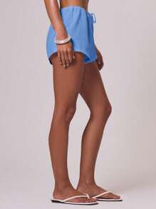 MUSERA Quần short nữ, thích hợp cho kỳ nghỉ, du lịch, sân bay, mùa hè, phong cách thường ngày. - Màu xanh lam - Xem 3