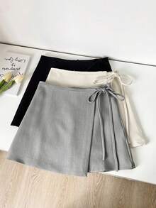 Franclia Graduation Wear Casual Versatile Straps Asymmetrical Hem New Summer Style Khaki Textured Wide Fabric Skirt Ladies Short Skirt Women's Skirt Ladies Summer Clothing Summer Clothing Bottoms