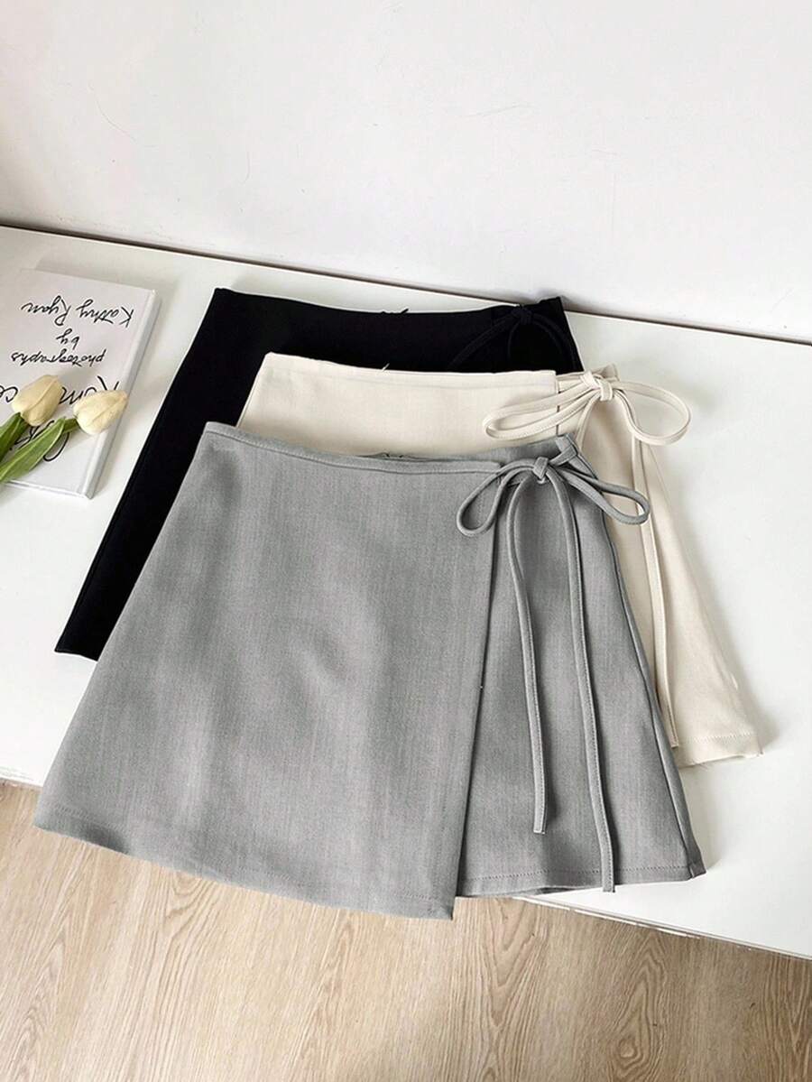 Franclia Graduation Wear Casual Versatile Straps Asymmetrical Hem New Summer Style Khaki Textured Wide Fabric Skirt Ladies Short Skirt Women's Skirt Ladies Summer Clothing Summer Clothing Bottoms