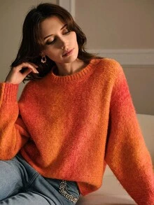 MOTF PREMIUM 优雅宽松渐变色圆领毛衣，秋冬