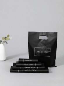 50 túi quà cảm ơn màu đen, túi nhựa cho doanh nghiệp nhỏ, túi mua sắm, lý tưởng cho lễ hội, sinh nhật, quà tặng tiệc, bao bì quà cưới, thích hợp làm quà tặng, tiệc tùng, cửa hàng, cửa hiệu, v.v. - Màu đen 50pcs - Xem 7