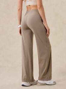 OutZeal 女士运动裤 日常休闲居家服 柔软针织面料 吸汗速干 高腰直筒裤型 带口袋 - 卡其色 - 查看 8