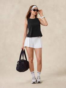 OutZeal 女士运动黑色背心 日常健身服 夏季柔软莫代尔混纺弹力弧形下摆 - 黑色 - 查看 4