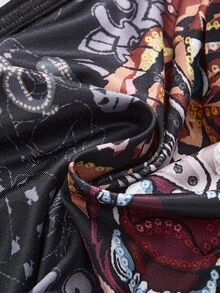 ROMWE J-Fashion Y2K 女士虎纹网眼系带无钢圈性感内衣套装 - 黑色 - 查看 4