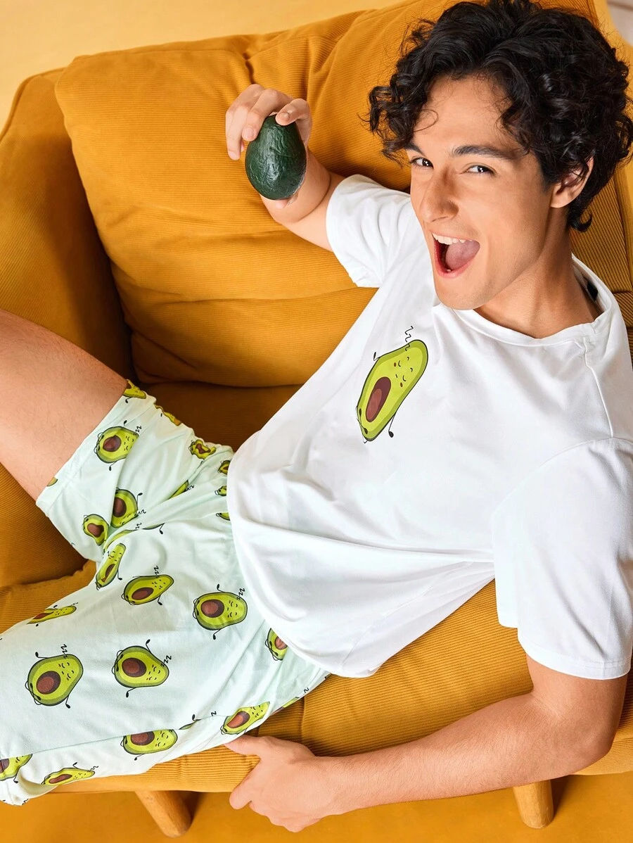 Notgurli Conjunto de pijama / Pijama con diseño gráfico de dibujos animados para hombres - Multicolor - Ver 1