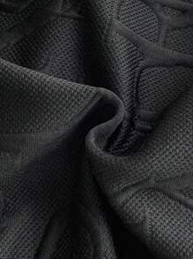 SHEIN 6M-3T 男婴休闲夹克，拼色，单排扣口袋，金属纽扣，灯芯绒衬衫款式，适合春季、夏季、秋季、上学、休闲、度假、运动、儿童服装、婴儿外套 - 黑色 - 查看 4