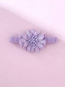 SHEIN Infant Baby Girls Sweet Elegant Gorgeous Adorable 3D Flower Embroidered Purple Tulle Princess Dress Outfit With Headband, Suitable For 0-9M Newborn Babies, Fits Birthday, Memorial Day, Photo Shoot, Flower Girl For Wedding, Outdoor Activities, Holiday Celebration - Purple - View 3