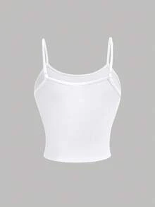 SHEIN Girlism 3件套青少年女孩休闲运动衫搭配印花吊带背心和阔腿运动裤套装 - 藍白色 - 查看 6