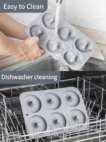 SHEIN Basic living 1pc Donut Mold, Creative Silicone Non-Stick For 6 Cavity & Baking Pan, Baking Supplies - Grey - View 8
