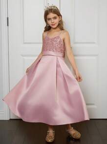 Hapijoa Girls' Elegant Dress, Sweet Lady Style, Suitable For Fall - Pink - View 4