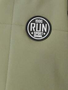 SHEIN Tween Boy Outdoor Sports Warm Simple Zip-Up Solid Color Padded Coat, Green Fall Winter