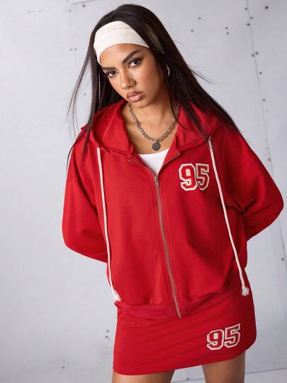 SHEIN Sports Women Sports Sweatshirts Jackets Y2k, Warm, Red Jackets Red Sweater, Red Sweatshirts, Fall-Winter, Graduation, Back To School Outfits, Back To School