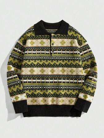 Street Life كنزة صوفية كاجوال رجالية من الجاكار المحبوك