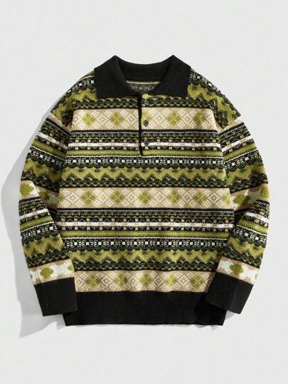 Street Life كنزة صوفية كاجوال رجالية من الجاكار المحبوك